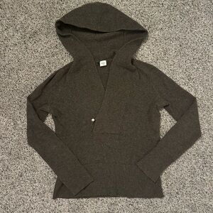 J. Crew Dark Brown Hooded Cardigan